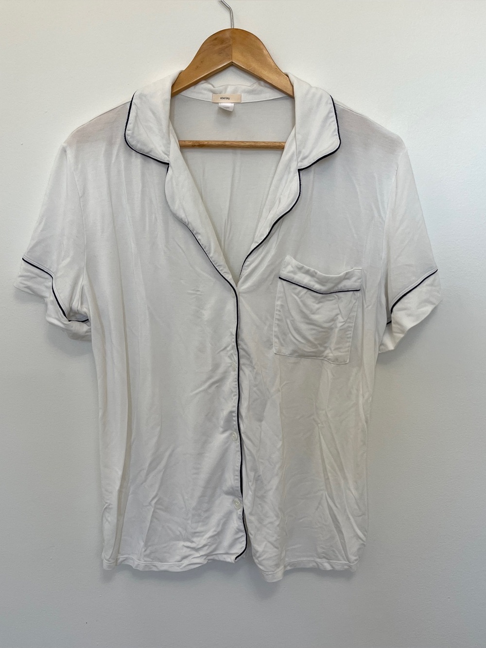 Eberjey White Short Sleeve Pajama Top Size M